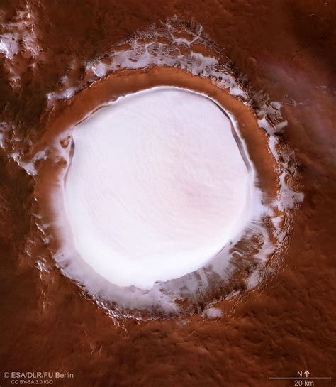 View a Stunning Flight Over Korolev Crater on Mars via Mars Express