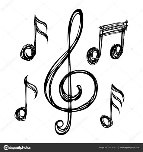 Drawings: of music | Music notes sketches — Stock Vector © alexcosmos #143110783