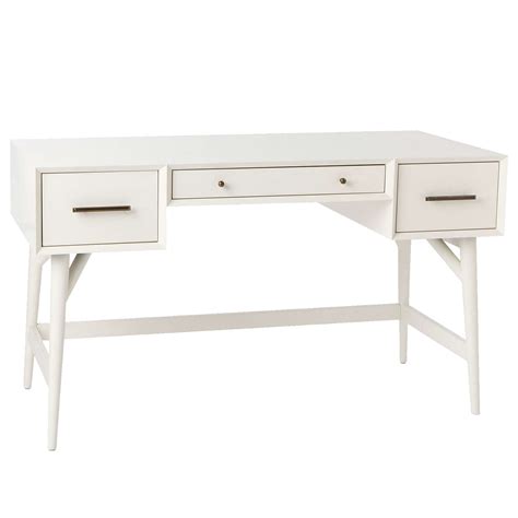 west elm Mid-Century Desk | White at John Lewis