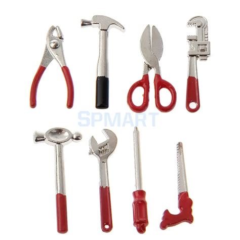 8pcs 1:12 Scale Miniature Metal Hand Tools Set Dolls House Accessories ...