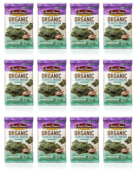 Annie Chuns Organic Seaweed Snacks, Sea Salt, 0.16 oz (Pack of 12) - Walmart.com - Walmart.com