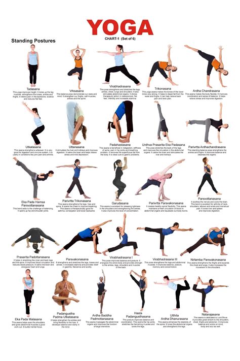 Asanas Yoga Printable | Yoga poses chart, Yoga asanas names, Standing yoga poses