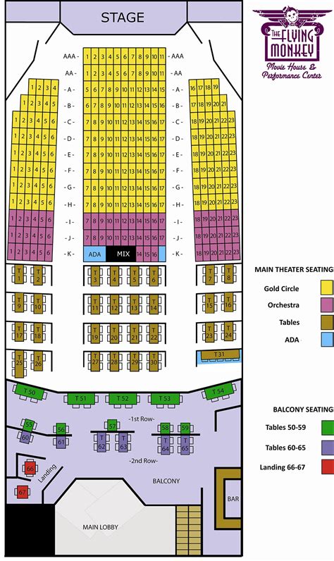 Seating Map | The Flying Monkey in New Hampshire