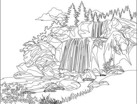 Coloring Page Waterfall at GetColorings.com | Free printable colorings ...