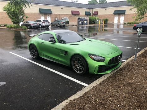 This beautiful matte green Mercedes AMG GTR parked behind my work. : r/carporn