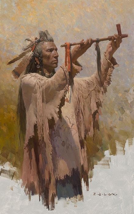 Z.S. Liang The Sacred War Pipe Giclee On Canvas Limited Edition Native American Art