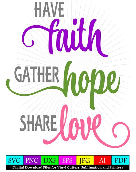 Have Faith Hope Love SVG and PNG Clipart instant digital download