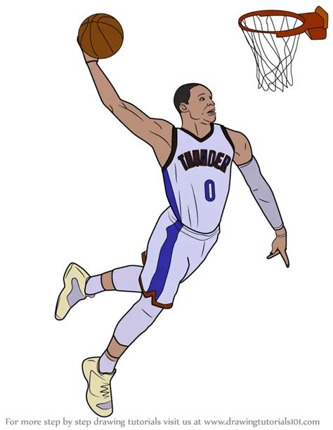 Learn How to Draw Russell Westbrook Dunking (Basketball Players) Step ...