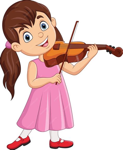 Niña de dibujos animados tocando un violín | Vector Premium