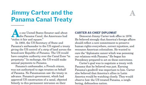 Handout A: Jimmy Carter and the Panama Canal Treaty - Bill of Rights Institute