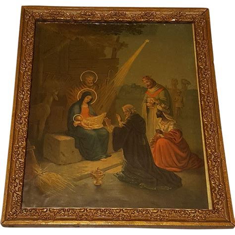 Large Antique Lithograph The Nativity Scene Circa 1900 : Dovetail ...