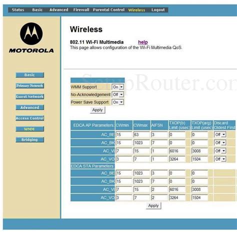 Motorola SBG6580 Screenshot Wireless Wi-Fi Multimedia