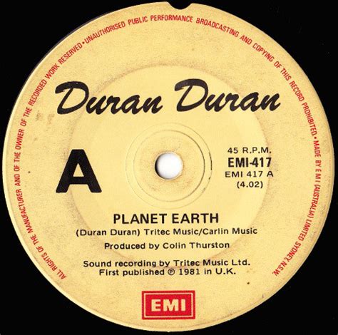 Duran Duran – Planet Earth (1981, Vinyl) - Discogs