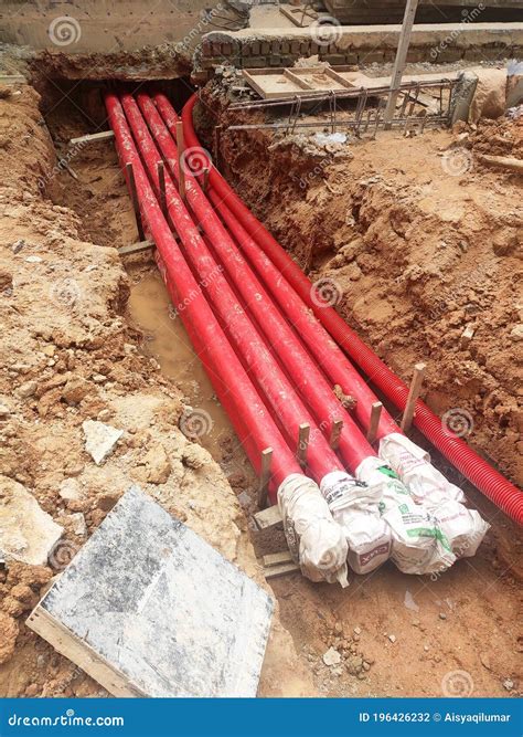 HDPE Conduit Pipe Power Conduit Installed Inside the Ground Trench ...