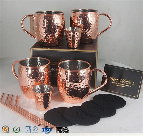 Moscow Mule Copper Mugs - Set Of 4-copper Mugs - 16 Oz Premium Gift Set With 4 Cocktail Copper ...