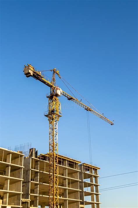 Big Steel Crane on Construction Site of Residential Building Stock Photo - Image of city, crane ...