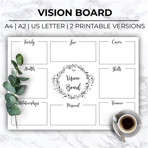 Minimalist Printable Vision Board Template,printable Dream Board,simple ...