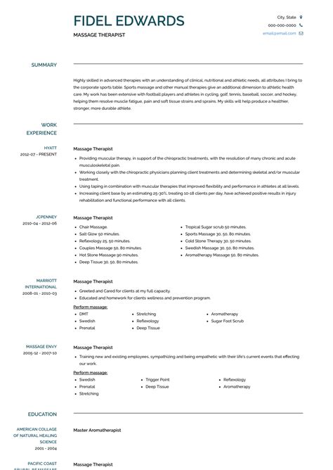 Therapist - Resume Samples and Templates | VisualCV