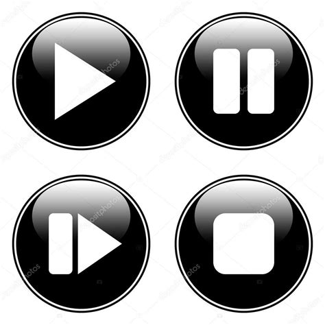 Play, pause, stop, forward buttons set — Stock Vector © konstsem #43150835