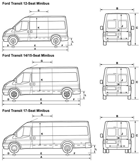 2008 Ford Transit Minibus Bus blueprints free - Outlines