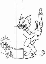 Tom Is Waiting For Jerry Around The Corner Coloring Page sketch template
