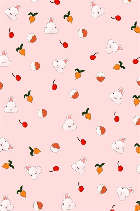 Hand Drawn Cute Cartoon Rabbit Wallpaper Print Ad Background Wallpaper Image For Free Download ...