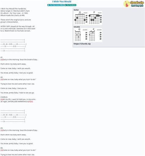 Chord: I Wish You Would - tab, song lyric, sheet, guitar, ukulele | chords.vip