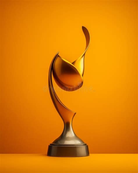 A Golden Trophy on an Orange Background Stock Illustration ...