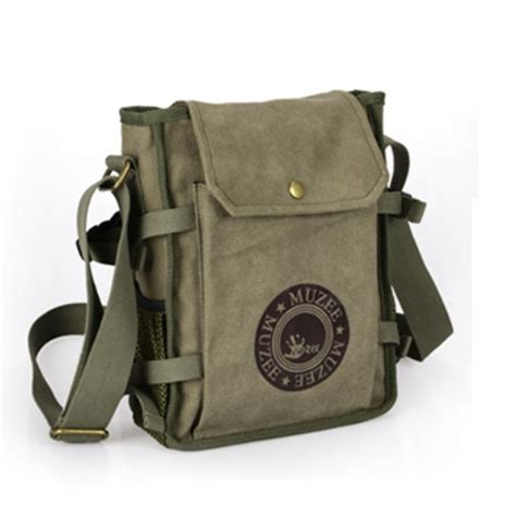 Mens canvas and leather shoulder bag, men's canvas satchel - BagsEarth