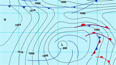 Animated Weather Forecast Map With Isobars, Cold And Warm Fronts, High And Low Pressure Systems ...