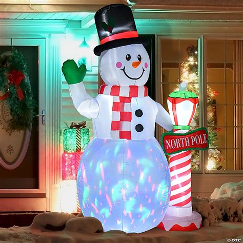 HOMCOM 8ft Christmas Inflatable Snowman with North Pole Sign Outdoor Blow Up Yard Decoration ...