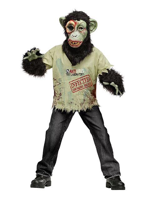 Diseased Chimp Zombie Kids Costume - maskworld.com