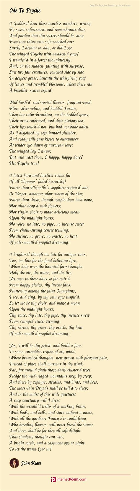 Ode To Psyche Poem by John Keats