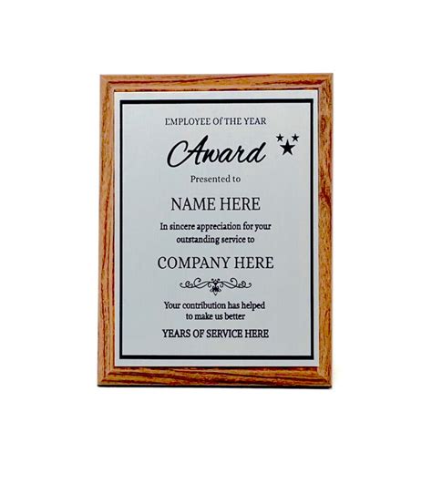 Customized Employee of the Year Plaque 8X6 Personalized Gift - Etsy