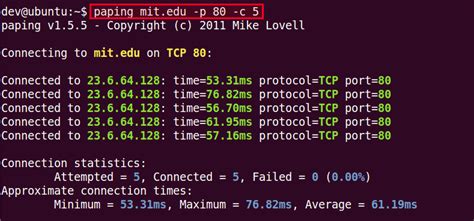 How to ping a specific port of a remote host