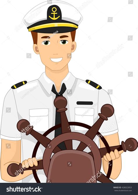 Illustration Captain Behind Wheel 库存矢量图（免版税）428022853 | Shutterstock