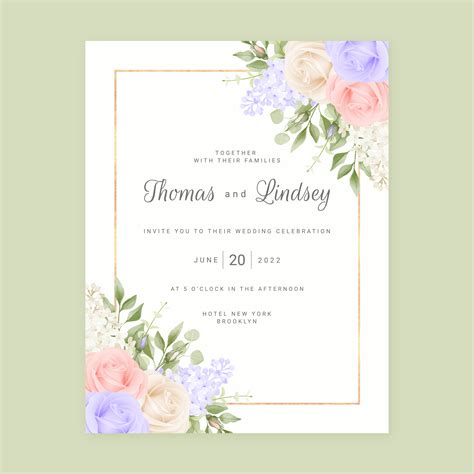 Pastel Roses Wedding Invitation Background 1632300 Vector Art at Vecteezy