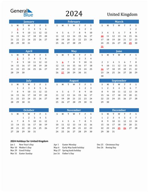 2024 Calendar Uk With Bank Holidays Printable Excel Calendar - Dede Monica