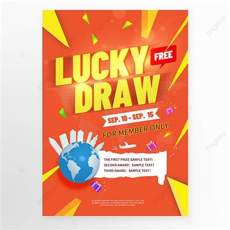 Lucky Draw Promotion Orange Poster Template Download on Pngtree