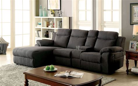 Kamryn Reclining Sectional w/ Console (Gray) by Furniture of America | FurniturePick