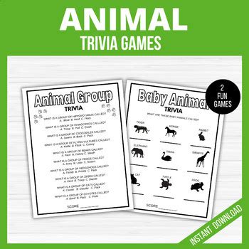 Animal Trivia Games x 2, Animal activities, No prep, Answers included