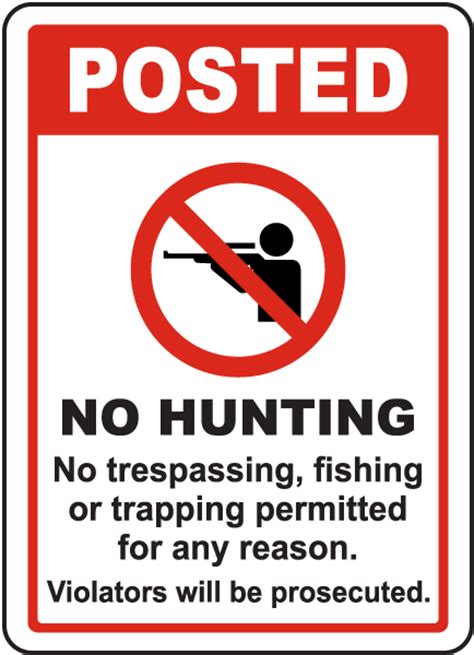 Posted No Hunting Sign F6073 - by SafetySign.com