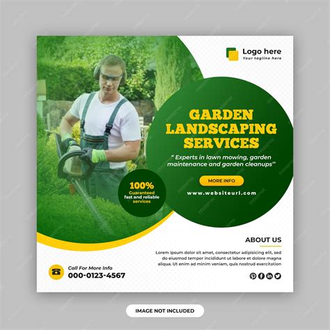 Premium PSD | Garden landscaping service social media post and web banner design template