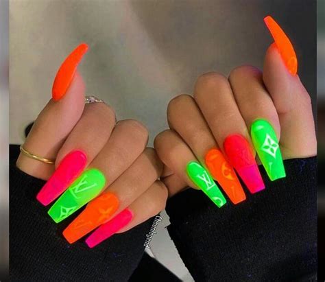 Spring Break Nails Acrylic, Neon Acrylic Nails, Neon Nails, Swag Nails ...