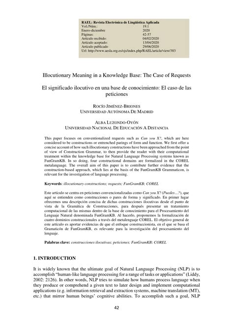 (PDF) Illocutionary Meaning in a Knowledge Base: The Case of Requests