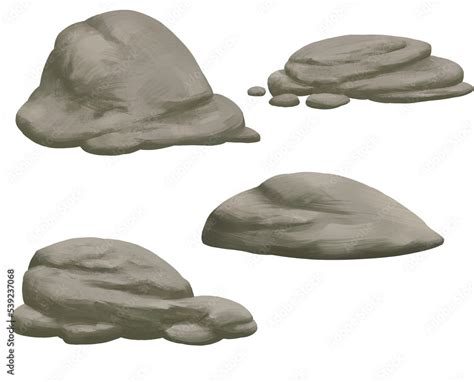 Collection of hand drawn rock/stone 2d set illustrations isolated PNG Stock Illustration | Adobe ...