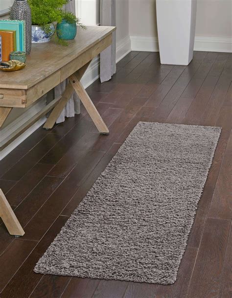 Gray 60cm x 152cm Solid Shag Runner Rug | AU Rugs