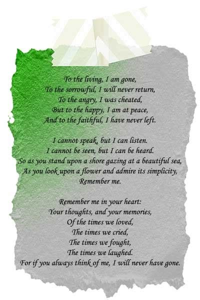 4 Best Remember Me Funeral Poems - Grief and Sympathy