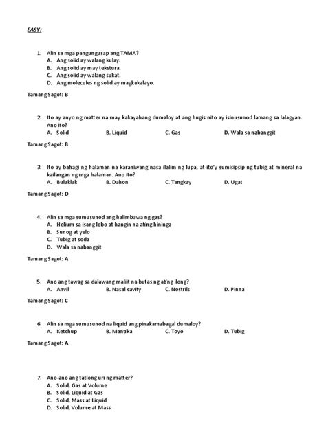 Science 3 Quiz Bee Questions | PDF