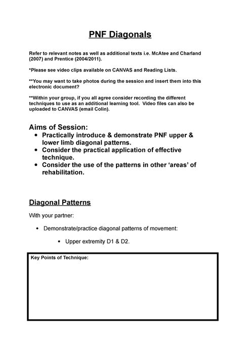 PNF Diagonals - PNF Diagonals Refer to relevant notes as well as additional texts i. McAtee and ...